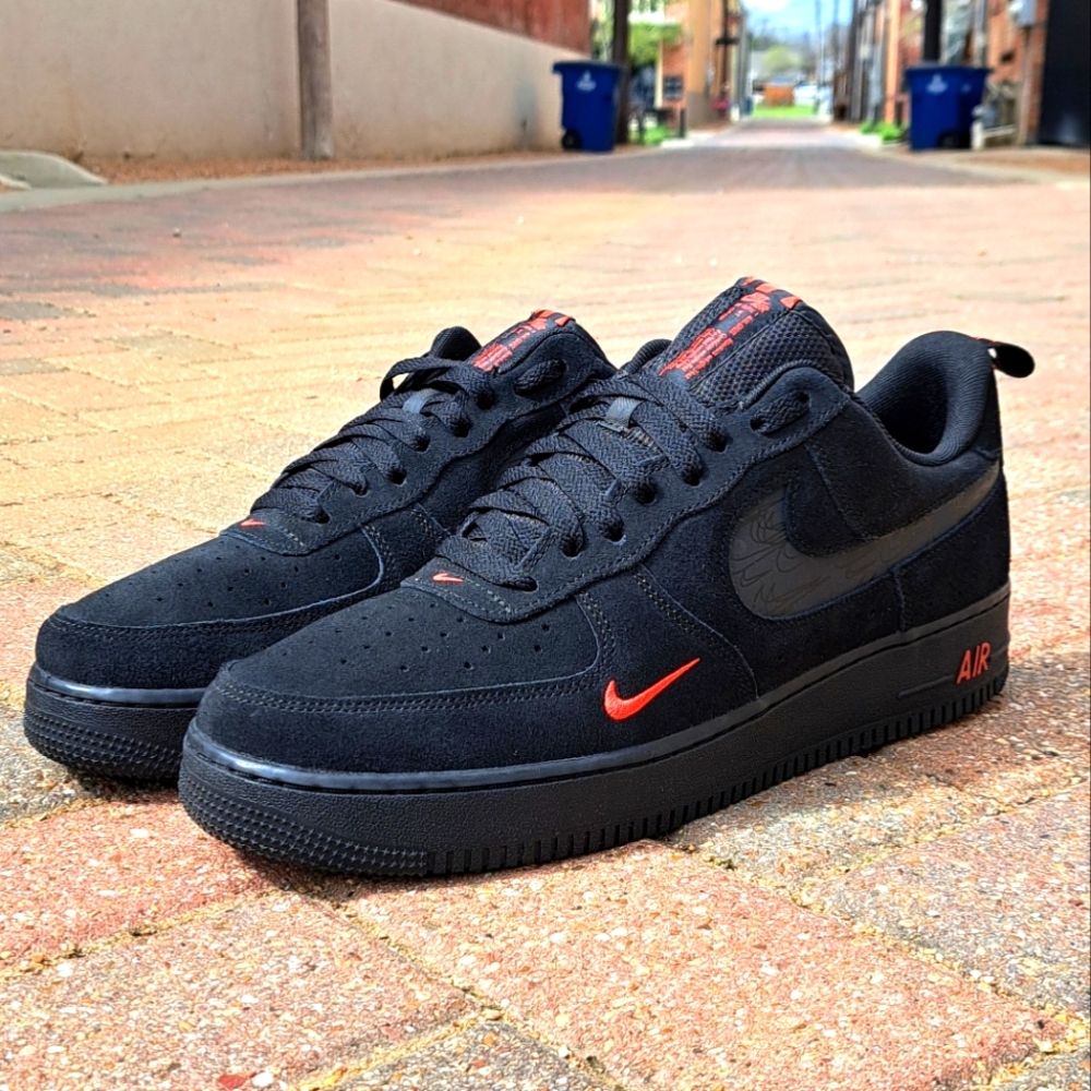 Nike Air Force 1 '07 LV8 Reflective Swoosh - Black Crimson - Size 12